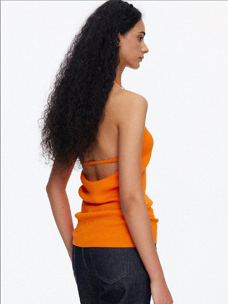 Lyocell Lace Up Halterneck Knit【s0000015929】