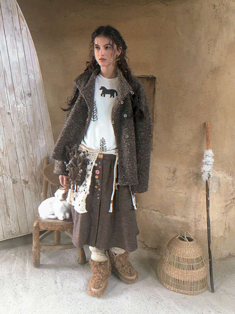 Striped Patchwork Pony Print T-Shirt【s0000014899】