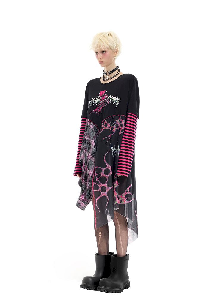 Patchwork Mesh Spice Dress【s0000012065】