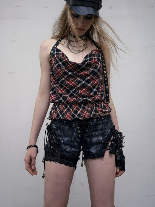 Raw Edge Strappy Low Rise Shorts【s0000012323】