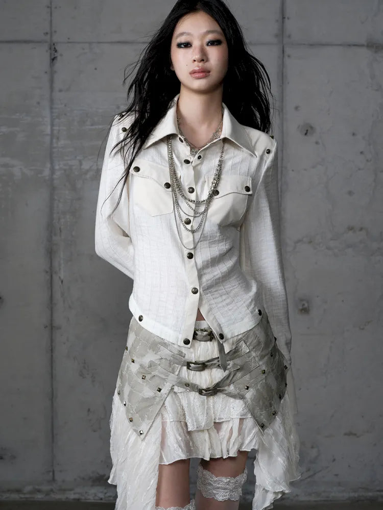 Asymmetrical multi-layer lace skirt【s0000013955】