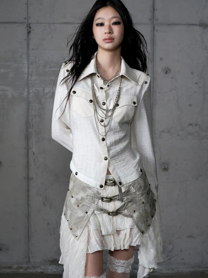 Asymmetrical multi-layer lace skirt【s0000013955】