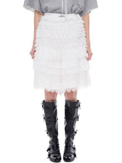 Lace layered loose punk ballet casual pants【s0000012980】