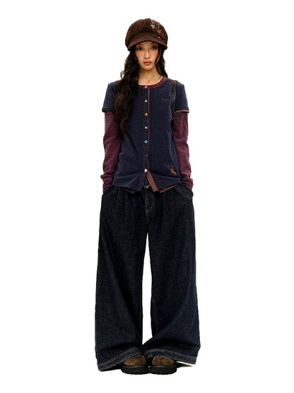 Waist Raw Lace Loose Jeans【s0000016071】