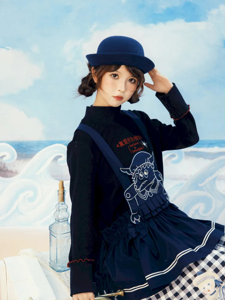 Navy Blue Layered Vest Apron【s0000014156】