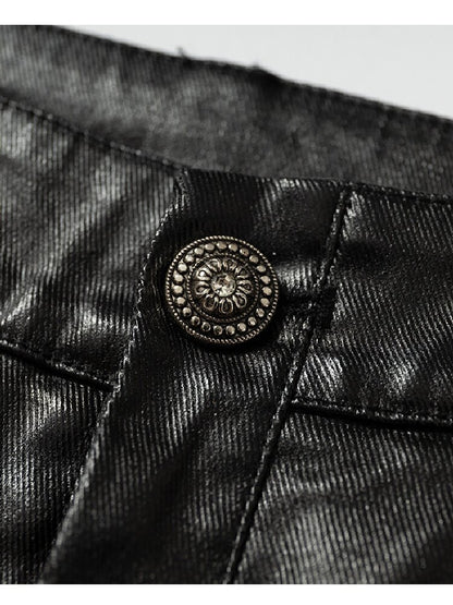 Washed Wax Leather Skinny Pants【s0000019162】