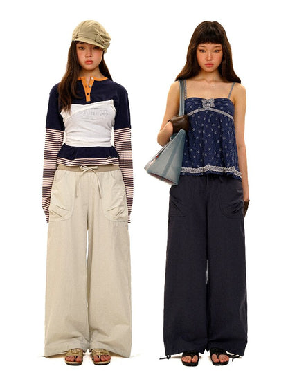Threaded Waist Drawstring Pants【s0000017438】