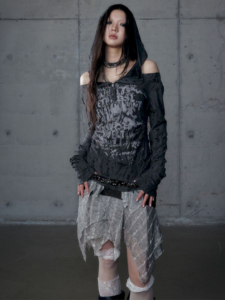 Backless Hooded Long Sleeve Bottom Top【s0000013469】