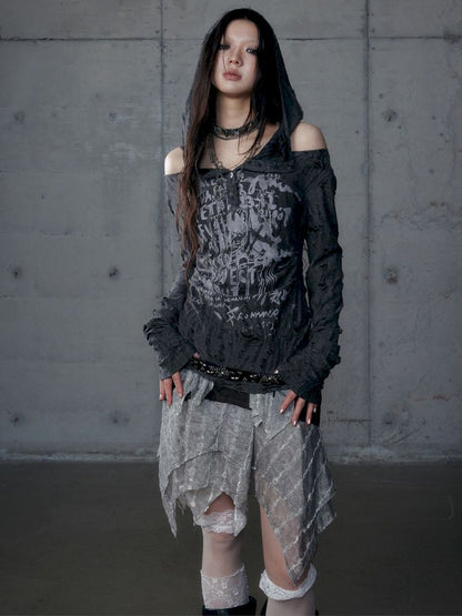 Backless Hooded Long Sleeve Bottom Top【s0000013469】