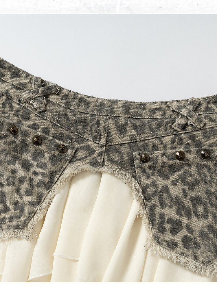Washed Irregular Leather Denim Skirt【s0000015943】