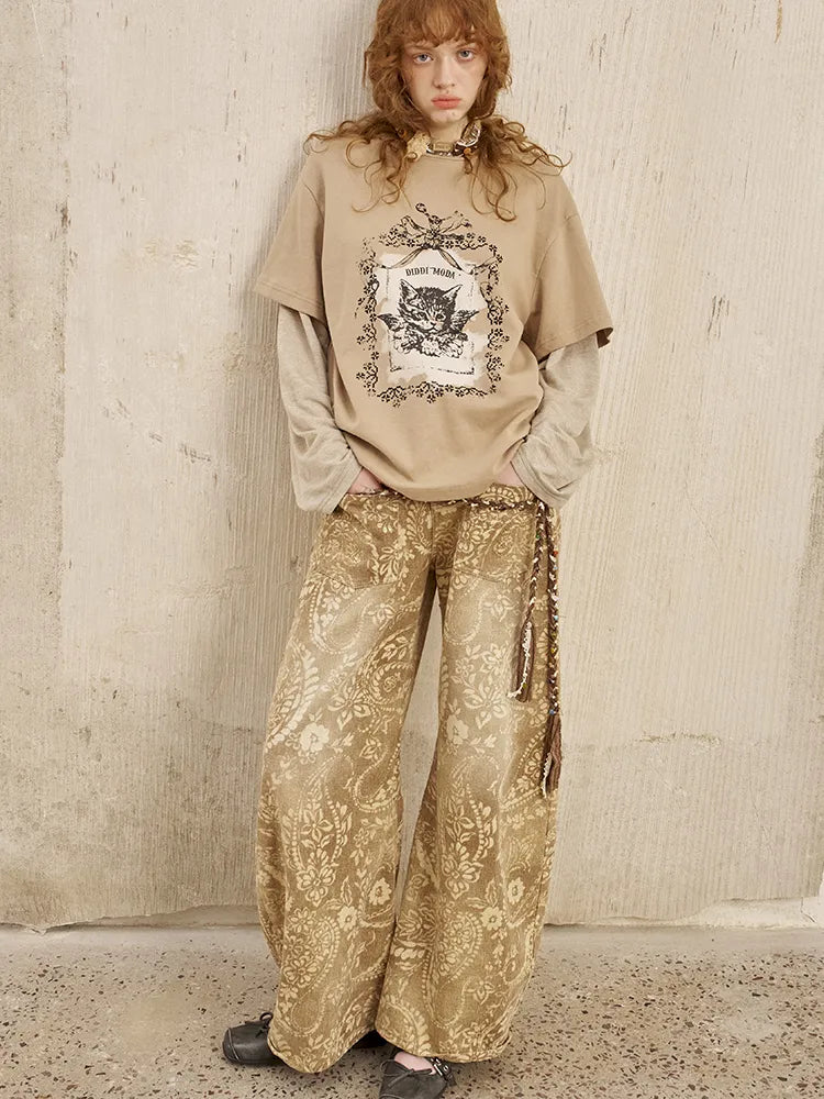 Oversized Faux Two-Piece Long-Sleeve T-Shirt【s0000014047】