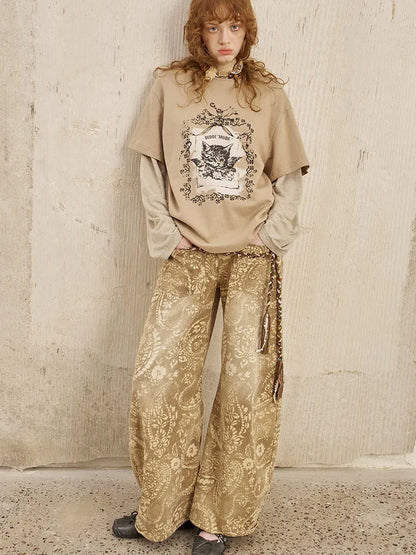 Oversized Faux Two-Piece Long-Sleeve T-Shirt【s0000014047】