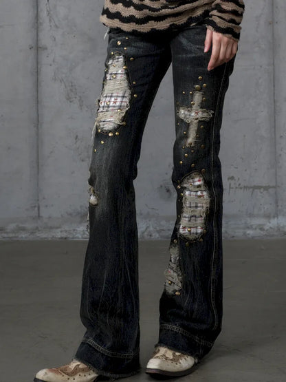 Distressed Straight-Leg Slim-Fit Jeans【s0000013946】