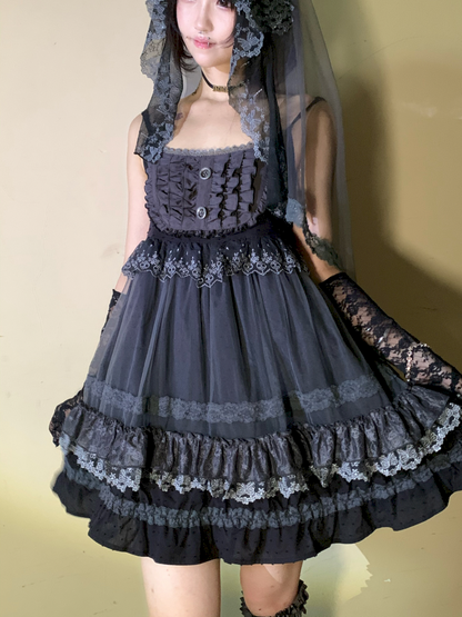 Dark Lolita Lace Mesh Sundress Dress【s0000014684】