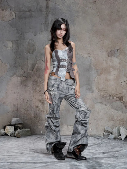 Strappy Asymmetric Cut-Out Fitted Halter Top【s0000014138】