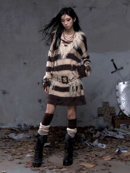 Heavy-Duty Fringe Wide Leather Belt【s0000014476】