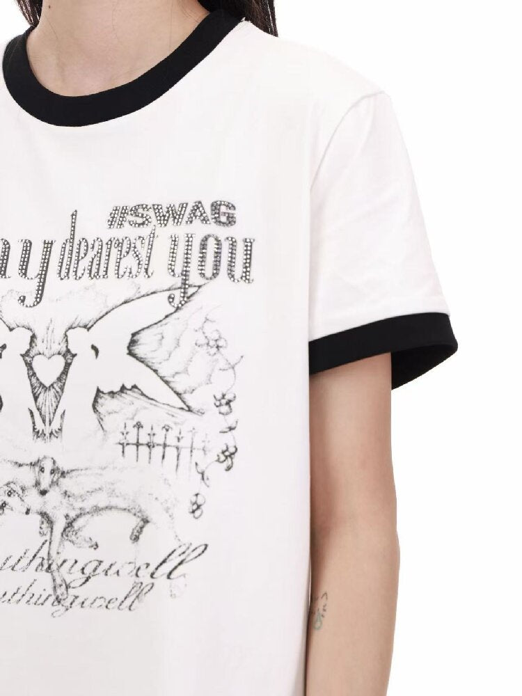 Contrast Patchwork Crew T-Shirt【s0000018214】
