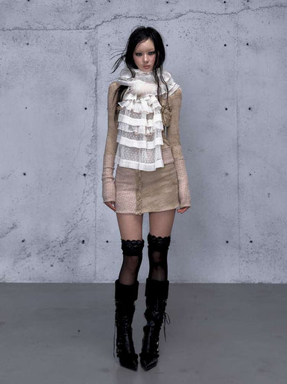 Court Lace Layering Furry Scarf【s0000014932】