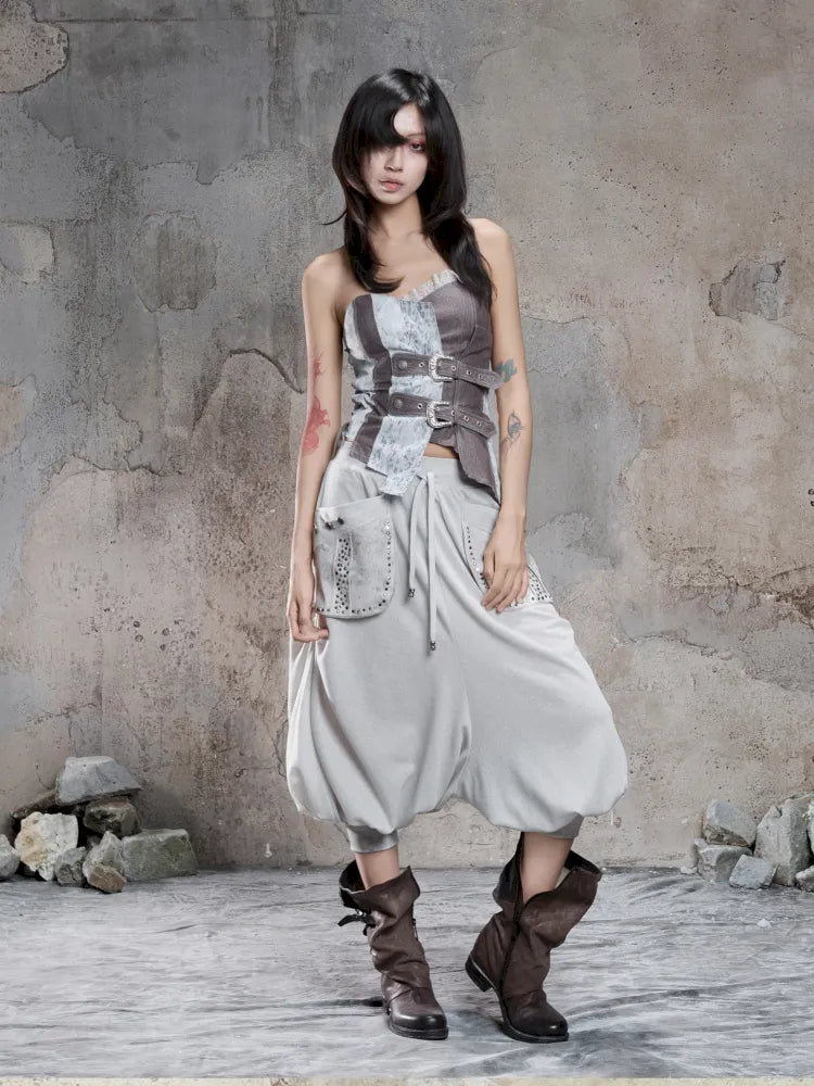 Cropped Wide-Leg Pocket Skirt【s0000014137】