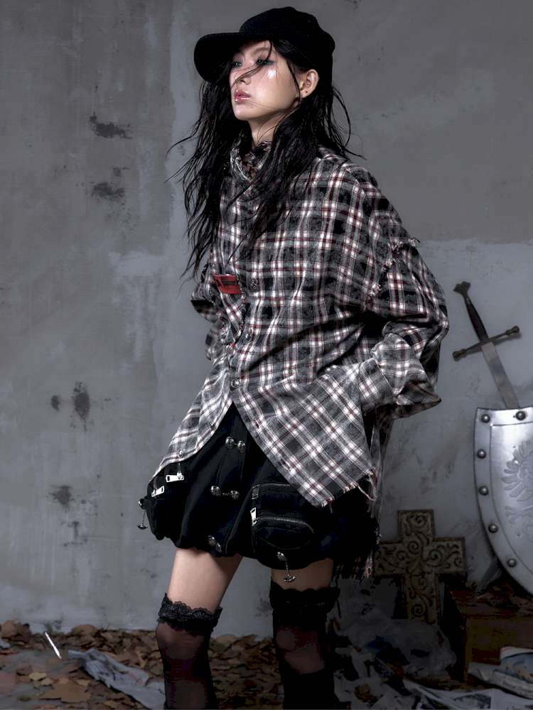 Rock Rebel Punk Check Shirt Jacket【s0000014656】