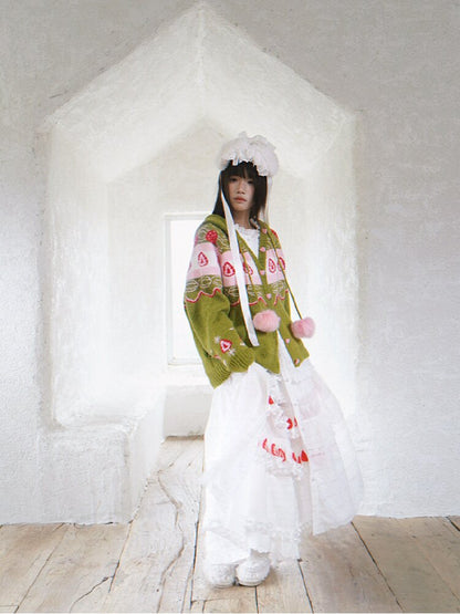 Strawberry Matcha Fair Isle Cardigan【s0000018535】