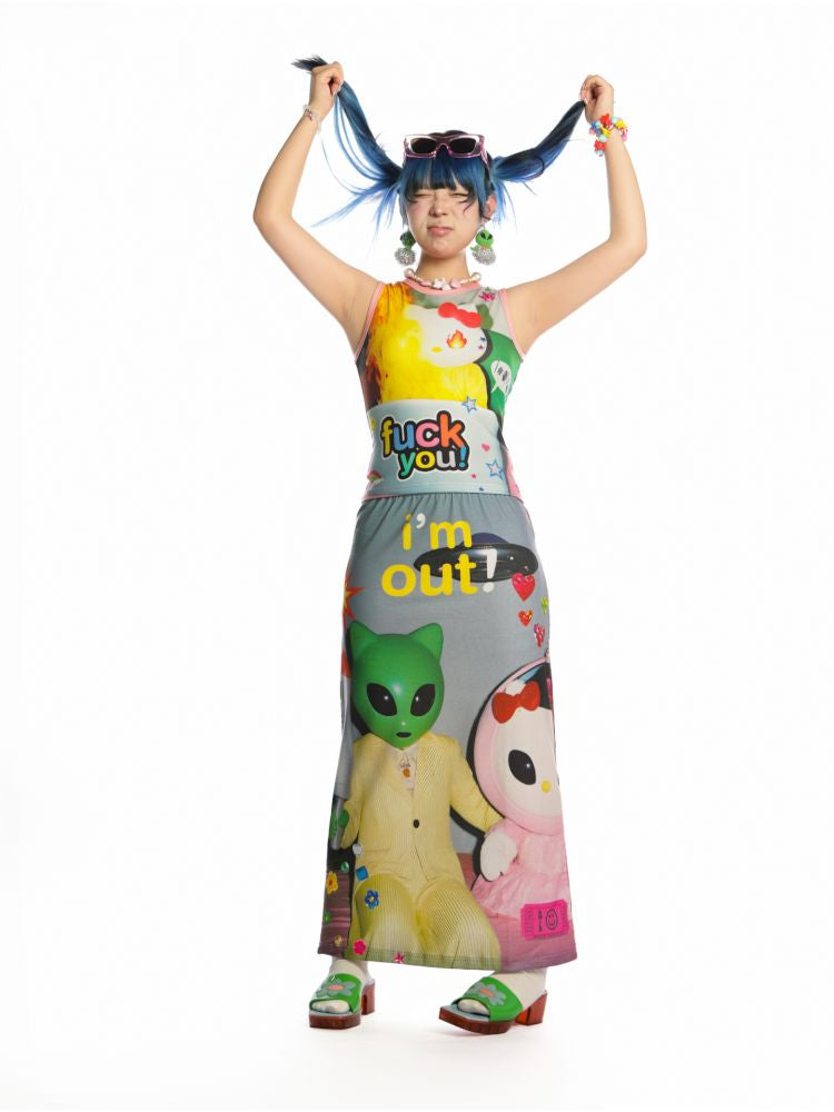 Y2K Stretch Casual Halter Long Skirt【s0000013521】