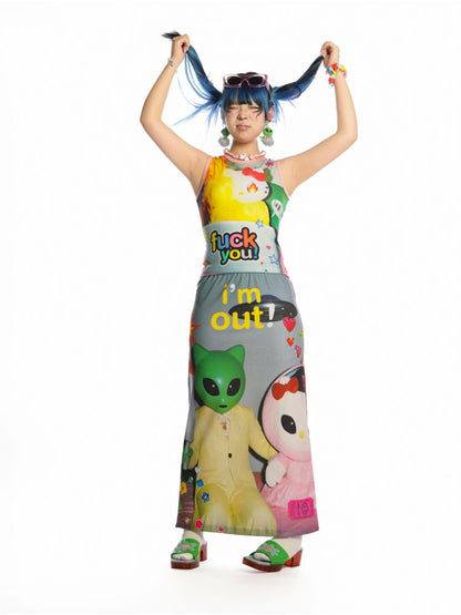 Y2K Stretch Casual Halter Long Skirt【s0000013521】