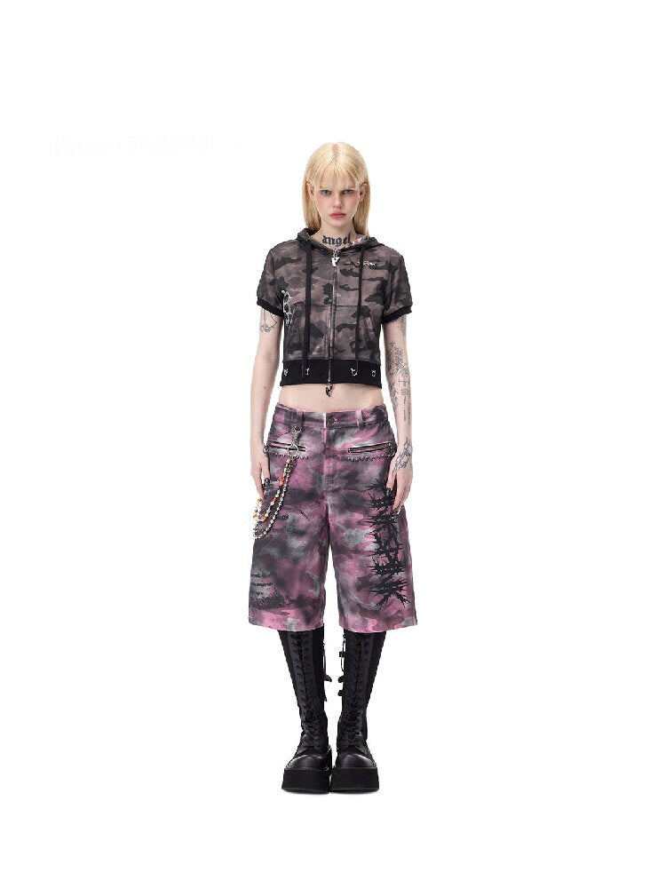 Cat Ear Rhinestone Camo Hoodie【s0000017721】