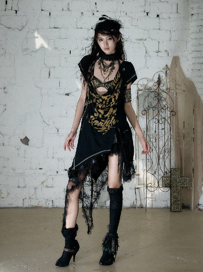 Punk Metallic Bikini Short T-Shirt【s0000016978】