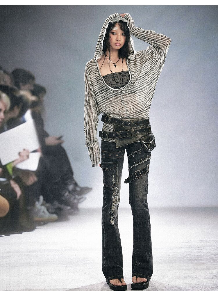 Splicing Hole Grunge Straight Jeans【s0000016284】