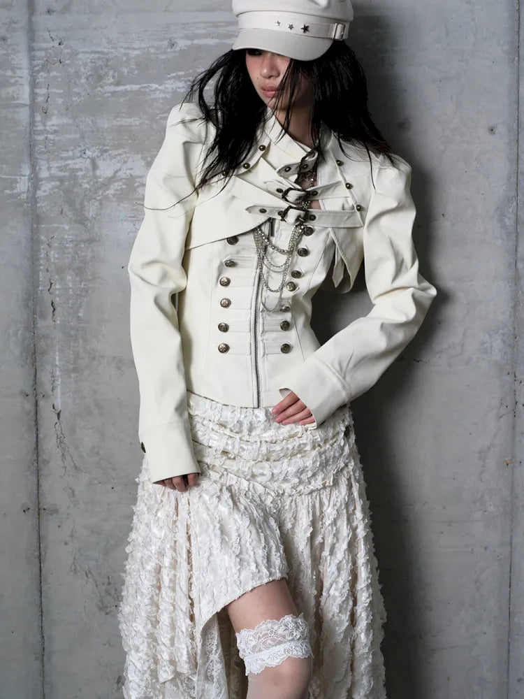 Stand Collar Ultra-Short Leather Jacket【s0000013950】