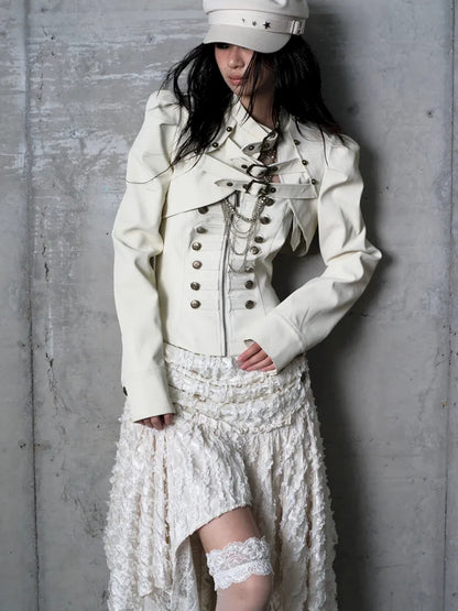 Stand Collar Ultra-Short Leather Jacket【s0000013950】