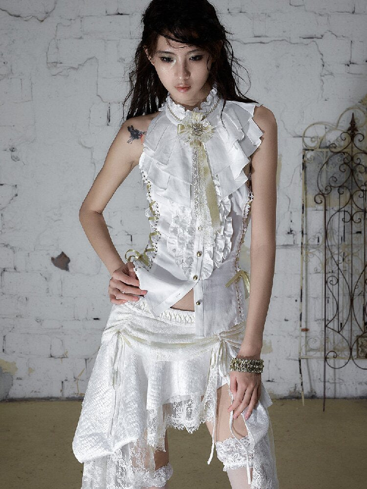 Medieval Ruffled Halter Camisole Top【s0000017235】