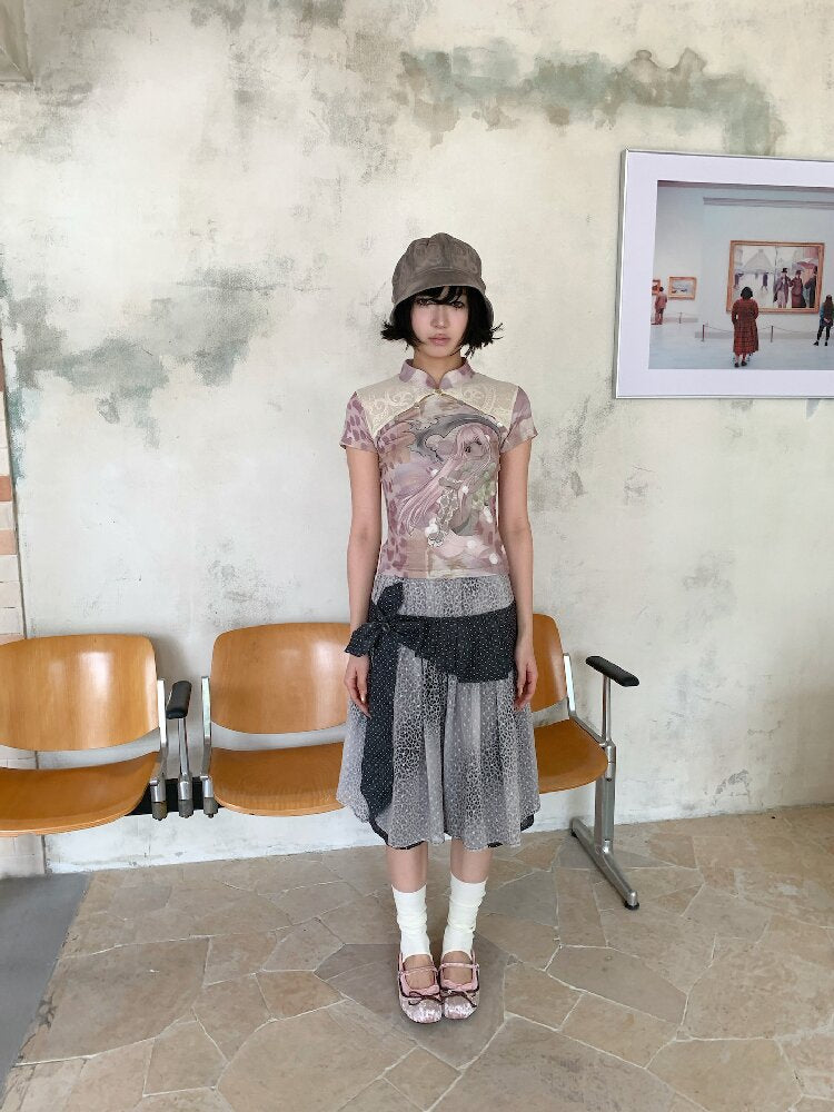 Cross Streamer Leopard Midi Skirt【s0000018088】