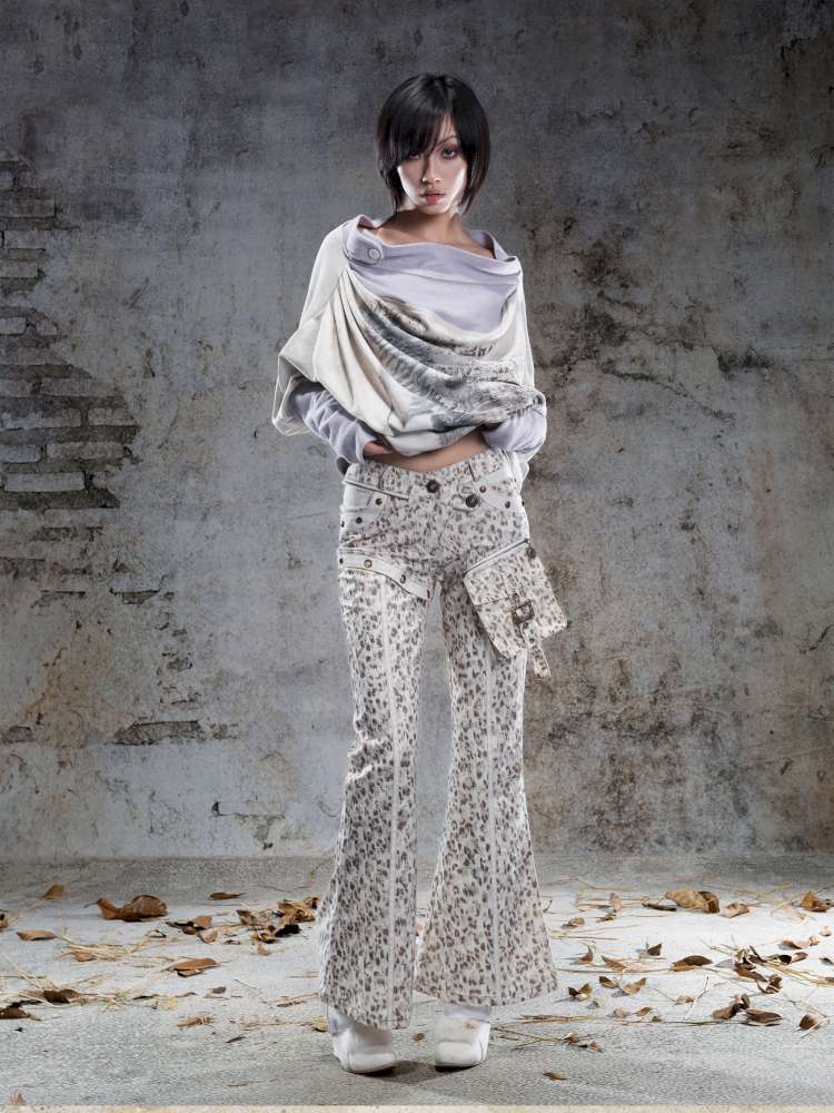 Straight-Leg Flared Low-Rise Pants【s0000014487】