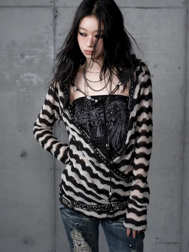 Two-Piece Set Striped Knit Top【s0000013953】