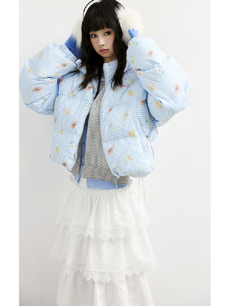 레트로 프린트 코튼 짧은 코트 [S0000011428]