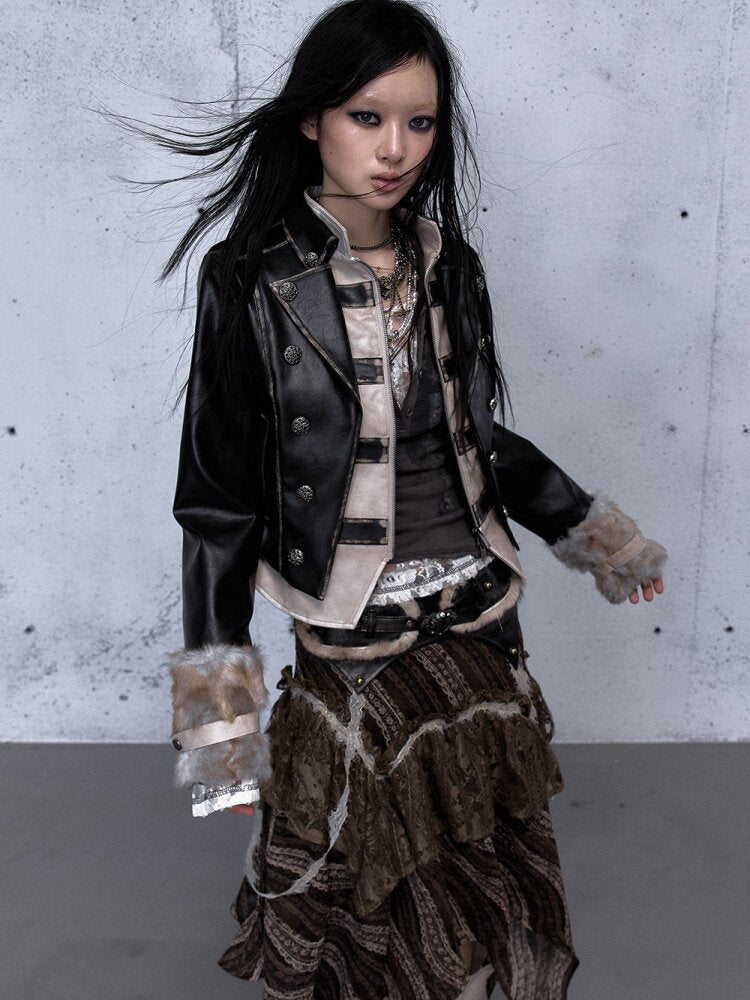 Fake Two Knight Leather Jacket【s0000015543】