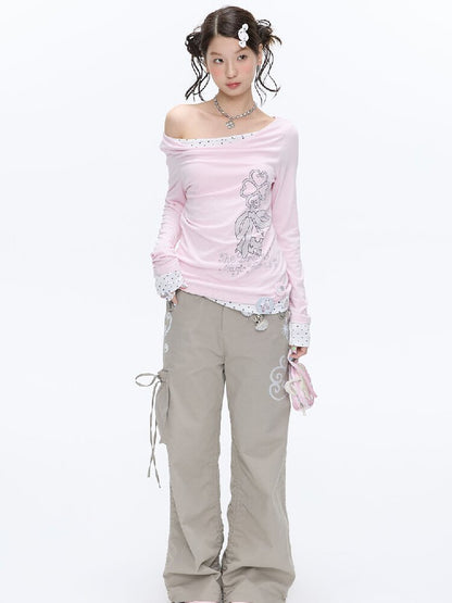 Soft Patchwork Collar Slim Top【s0000016385】