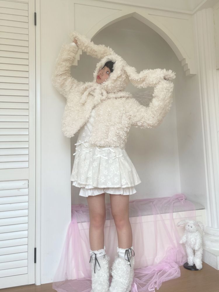 Bow Short Plush Jacket [S0000010885]