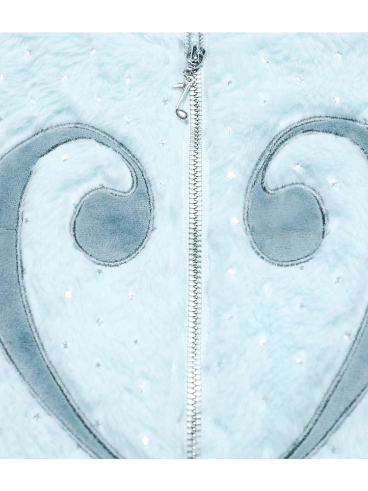 Mint Green Cotton Star Plush Hooded Jacket【s0000014693】