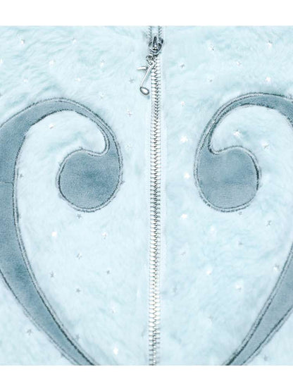 Mint Green Cotton Star Plush Hooded Jacket【s0000014693】