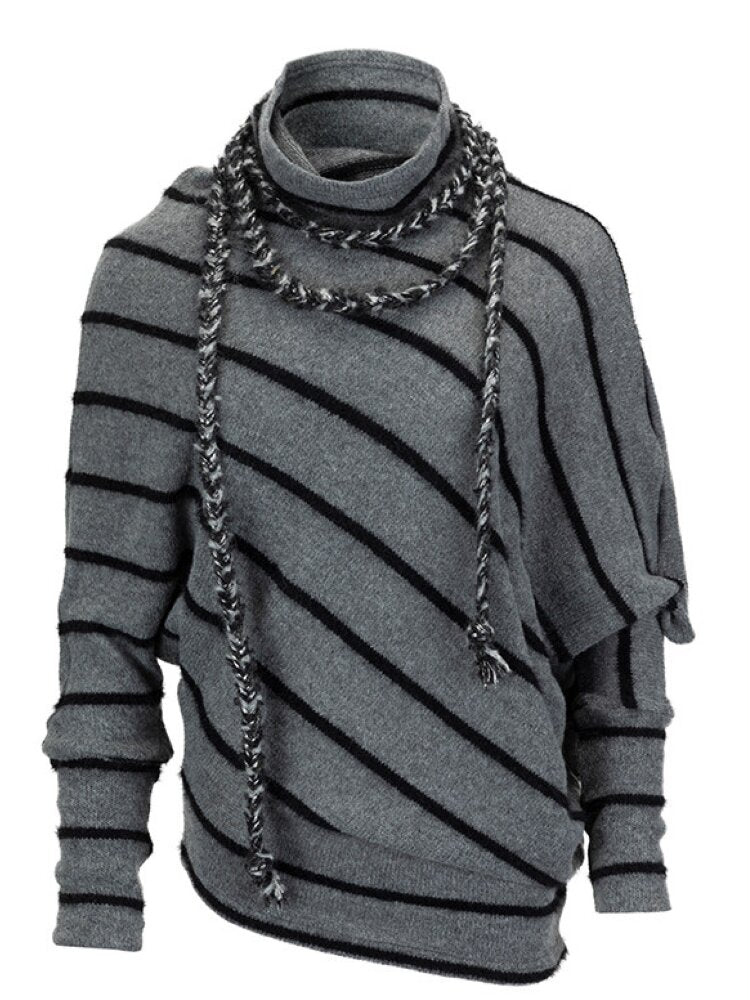 Twill Stripe Braided Wool Sweater【s0000015553】