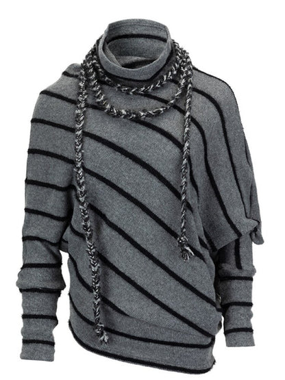 Twill Stripe Braided Wool Sweater【s0000015553】