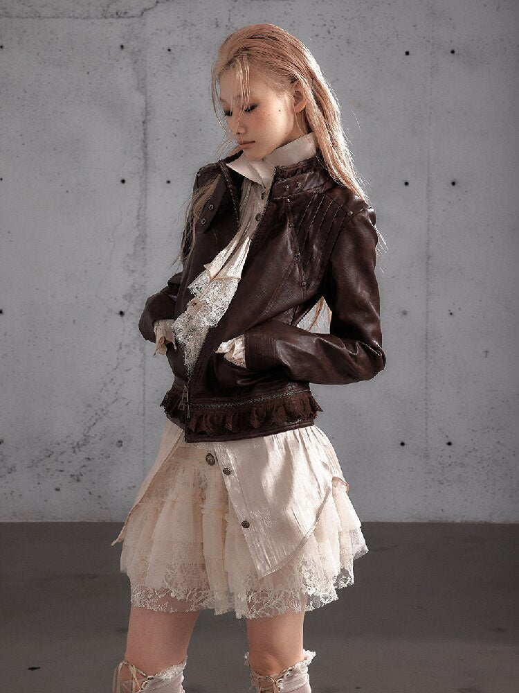 Riveted PU Leather Split Jacket【s0000019156】