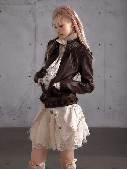 Riveted PU Leather Split Jacket【s0000019156】
