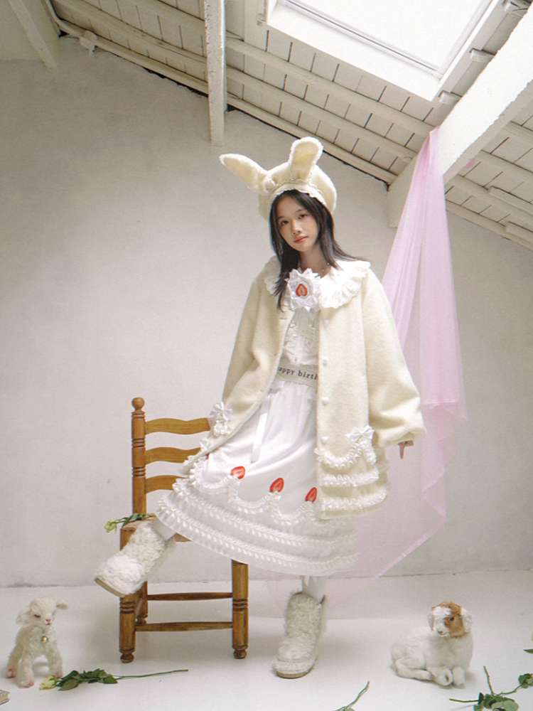 Lace Wool Bubble Sleeve Coat【s0000014532】