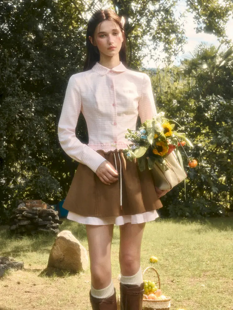 Cotton Cream Two-Tone Shirt【s0000014329】