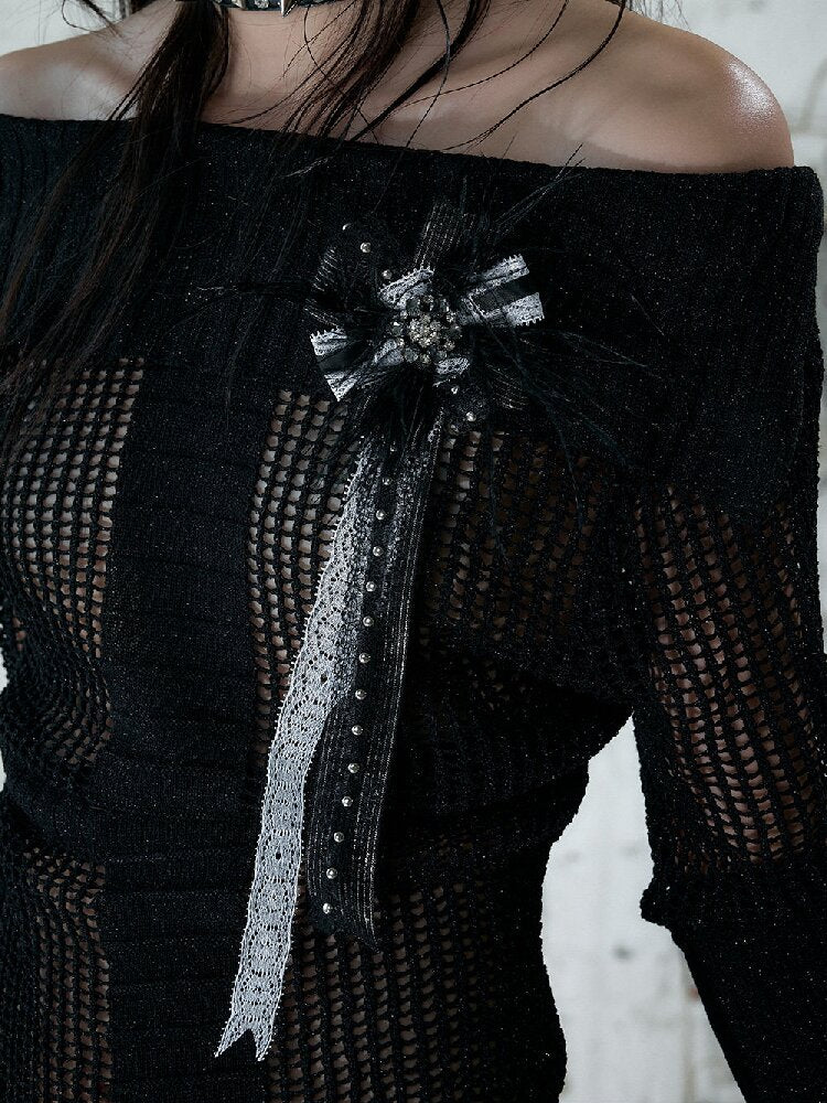 Court Lace Satin Ribbon Brooch【s0000017246】