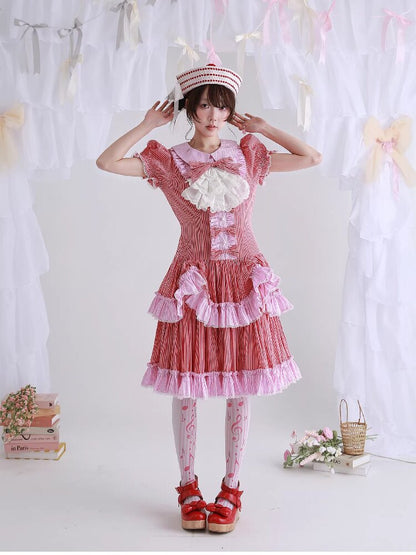 Vintage Red Striped Skirt Dress【s0000016551】